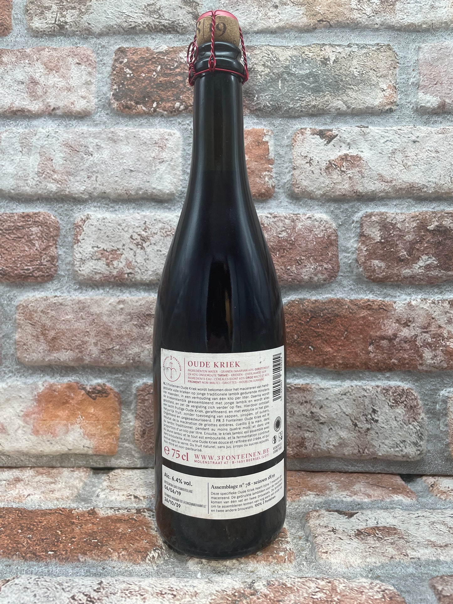 3 Fonteinen Oude Kriek seizoen 18/19 2019 Lambiek/Geuze - 75 CL
