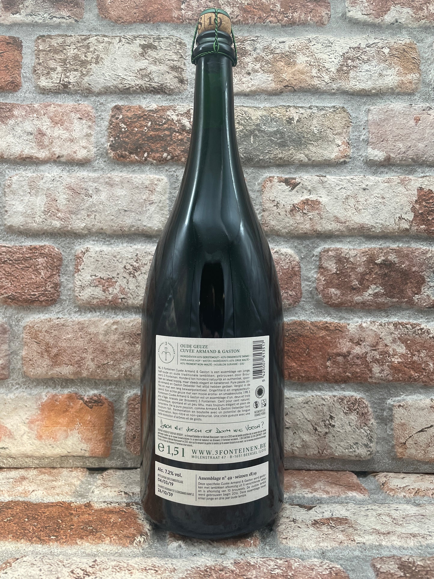 3 Fonteinen Cuvée Armand & Gaston (Season 18/19) Blend No. 49 Lambiek/Geuze - 1.5 L